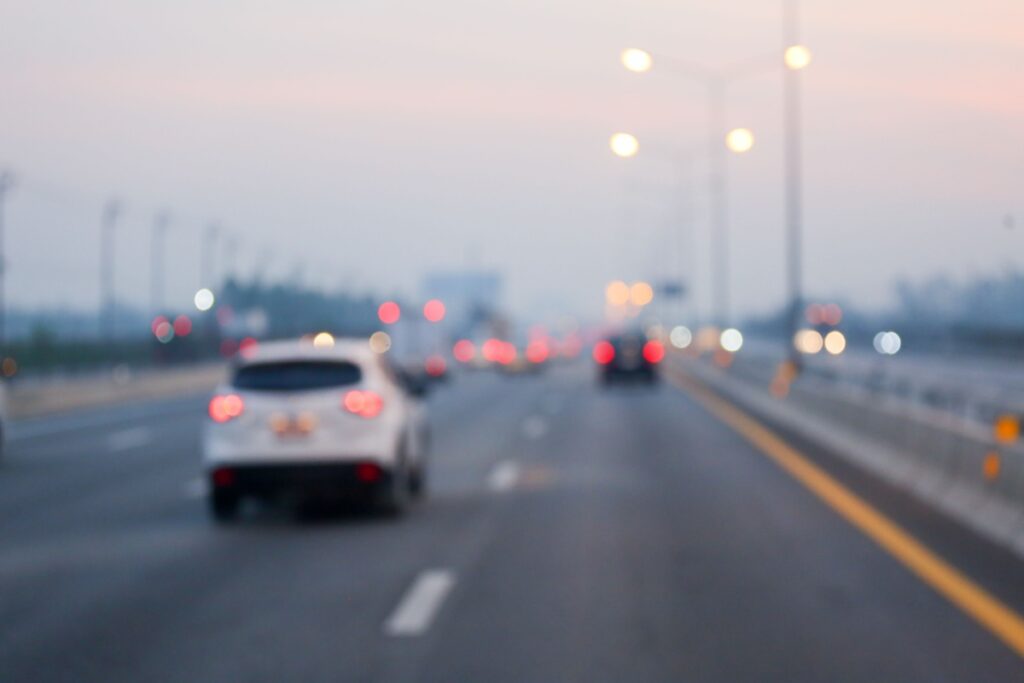 Blurry vision while driving on road